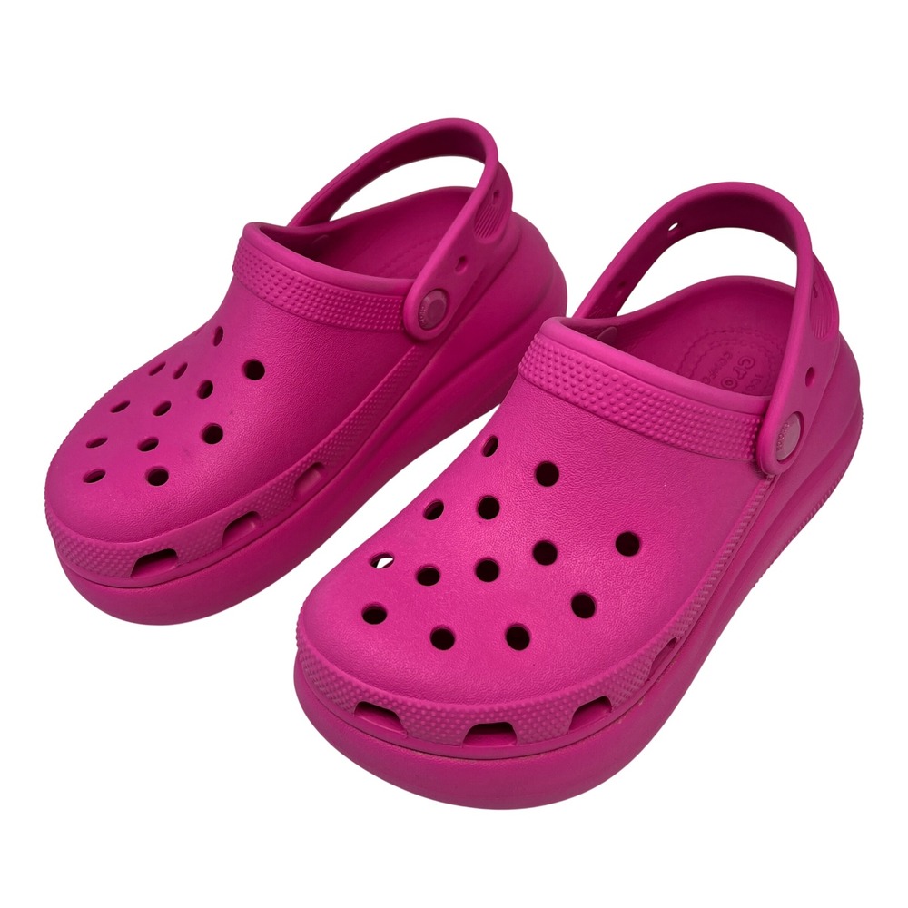 Crocs Classic Crush Pink Clog Solid Platform Women 4 W4 M2 Barbiecore Thick Sole